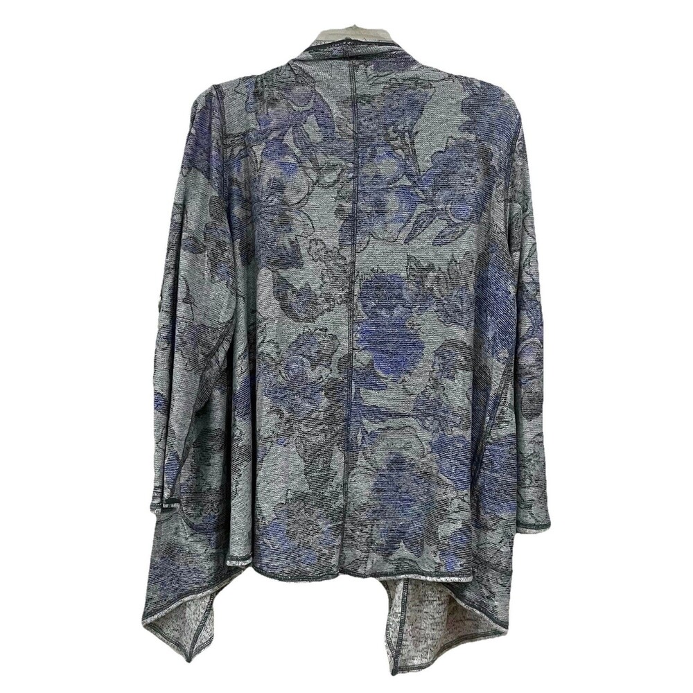 Christopher & Banks Rayon Blend Waterfall Open Front Sweater XL Blue Grey Floral - Picture 2 of 6